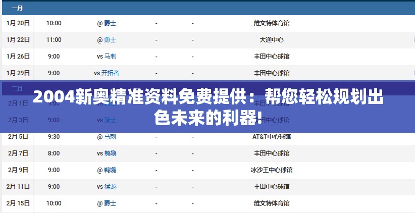 2004新奥精准资料免费提供：帮您轻松规划出色未来的利器!